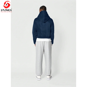Sweat à capuche zippé évasé en coton pour homme, personnalisé avec logo, couleur unie, séchage rapide, style court et ample, en polaire épaisse, pour l'hiver, taille XS, vente en gros - Product Image 5