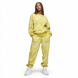 ชุดเซ็ตแทรคสูทสตรี สไตล์สตรีทแวร์ ทรงโอเวอร์ไซส์ ผ้าฟอกสีแบบ Acid Wash ลาย Tie Dye ซิปหน้า 2 in 1 แบบหลวม - Product Image 4