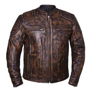 Chaqueta de Cuero de Moda Encerada Marrón Oscuro de Primera Calidad, Chaqueta de Cuero Genuino Hecha a Mano para Hombre - Product Image 2