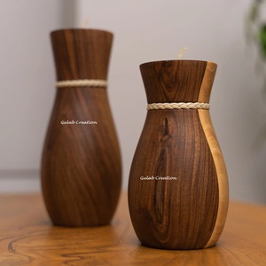 Porte-bougie rond en bois d'acacia fait à la main, écologique, pour Pâques - Product Image 2