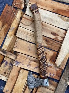 Thewizcrafts ขวานไวกิ้งเหล็กกล้าคาร์บอนสูงขวานไม้แฮนด์เมดเกรดอุตสาหกรรมพร้อมปลอกหนังพร้อมใช้งาน - Product Image 4