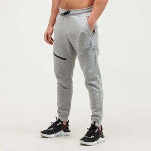 Confortable coupe conique French Terry respirant taille élastique Jogger pantalons de survêtement Logo personnalisé hommes gris chiné prix bon marché - Product Image 5