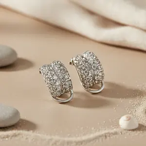 Pendientes de Cristal Plateado para Mujer de Uso Diario con Circonita Cúbica, Joyería Elegante - Product Image 3