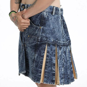 Kilt écossais classique vintage pour homme, en denim délavé audacieux, style robuste, bretelles réglables, 2026 - Product Image 3