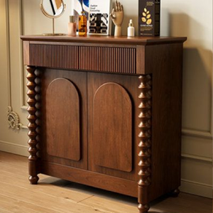 ตู้บาร์ไม้โค้งมนหรูหราพร้อมฐานทองเหลืองดีไซน์ทันสมัยทันสมัยพร้อมลายไม้สตาร์เบิร์ส - Product Image 5