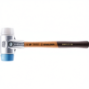 Marteau à tête souple SIMPLEX, longueur 300 mm, diamètre de la tête 30 mm, finition superplastique blanche/bleu TPE souple, marteau à percussion HALDER - Product Image 3