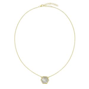 <b>Rose</b> <b>Gold</b> Vermeil Freshwater Pearl <b>Necklace</b> with Turquoise Accent 12mm Geometric <b>Chain</b> Religious Style - Product Image 2