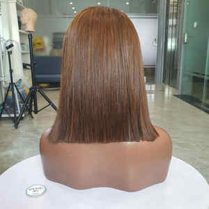 Perruques en cheveux humains vietnamiens bruts doublement étirés Extensions de cheveux vierges lisses Couleur brune Style ondulé profond Fournisseur de haute qualité - Product Image 4