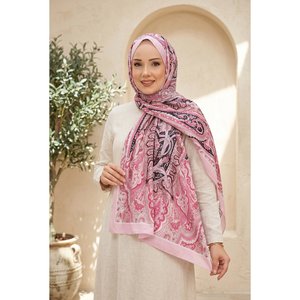 Série de châles ethniques longs Neva en coton doux rose, imprimé numérique floral sur chiffon, pour femmes - Product Image 1