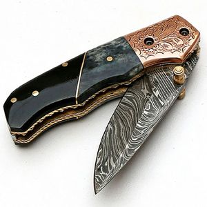 Cuchillo de bolsillo plegable de acero de Damasco de alta calidad, el mejor diseño para caza al aire libre, Camping, cuchillos plegables disponibles OEM - Product Image 3