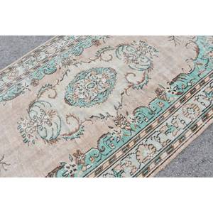 Alfombra turca Vintage azul Beige de 5,5x9,3 pies, alfombra rectangular hecha a mano, hecha abstracta, bambú, seda, poliéster, pasillo, habitación grande - Product Image 5