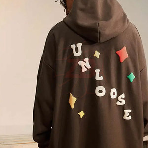 Sweats à capuche à manches longues d'hiver décontractés pour hommes Eco-Friendly Respirant Quick Dry Cotton Polyester Puff Printing Solid Sweatshirts - Product Image 5