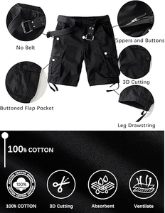 Pantalones Cortos Cargo para Hombre, de Algodón, Casuales, para Actividades al Aire Libre, Trabajo, Corte Holgado con Múltiples Bolsillos - Product Image 5