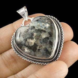 Collier pendentif Larvikite fabriqué à la main en forme de coeur bijoux en pierres précieuses en argent Sterling 925 cadeau d'anniversaire élégant - Product Image 6