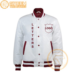 Chaqueta universitaria acolchada de alta calidad con bordado de satén alfa, personalizada para fraternidades griegas, transpirable, de seda para otoño, con cuello alto. - Product Image 2