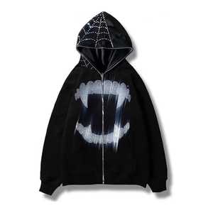 เสื้อสเวตเตอร์มีฮู้ดสำหรับผู้ชายเสื้อสเวตเชิ้ตมีฮู้ดทรงโอเวอร์ไซส์ประดับหมุดเสื้อผ้าแนวสตรีทแฟชั่นออกแบบโลโก้ได้ตามต้องการ - Product Image 4