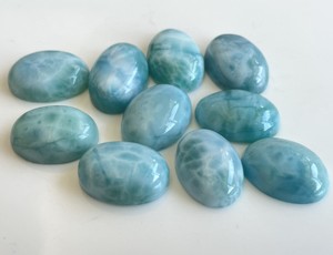 Larimar Cabochon 10x12มม. ธรรมชาติ Cabochon แบนหลัง-หลวม Larimar รูปไข่ Cabochon ดี qulaity - Product Image 2