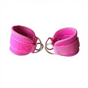 Puños de tobillo acolchados de neopreno con hebilla en D doble Unisex con correas ajustables de anillo en D soporte de entrenamiento para máquinas de Cable de gimnasio - Product Image 1