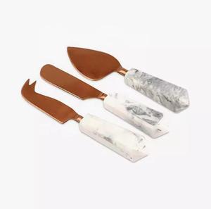 Juego de cuchillos para queso con mango de hoja de latón, cubiertos, Plata pulida, juego de vajilla de Metal personalizado - Product Image 3