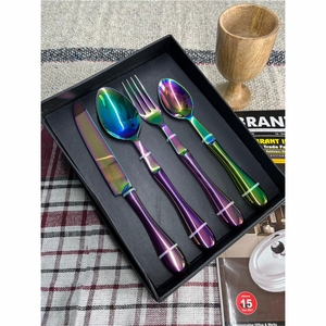 Juego de Cubiertos de Acero Inoxidable Chapado en Oro Negro de Lujo Moderno con Logotipo Personalizado - Cubiertos de Alta Calidad al por Mayor - Product Image 5