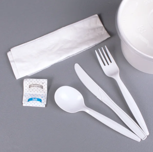 Eco-Friendly Disposable Plastic Cutlery Set Fork <b>Salt</b> <b>Pepper</b> <b>Shakers</b>-50-Piece Recyclable Biodegradable BPA-Free Meal Kit - Product Image 1