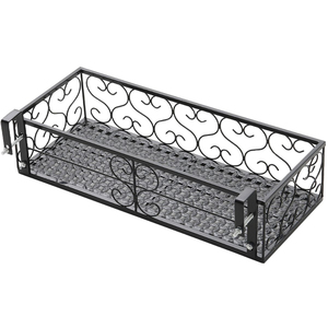 Panier suspendu ovale en fer de qualité supérieure, pot en métal noir pour garde-corps, décoration de balcon, terrasse, jardin extérieur, meilleur prix - Product Image 2