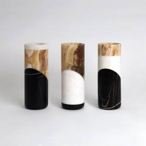 Vase à fleur cylindrique en verre avec tubes en métal support d'arrangement floral moderne pot de décoration de maison minimaliste contemporain - Product Image 5