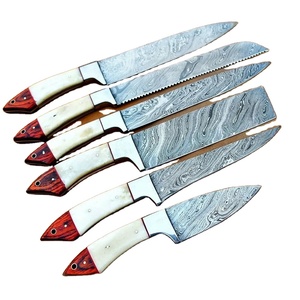 Juego de Cuchillos de Chef Profesionales de Acero de Damasco Hechos a Mano por Ahmad Fabric, 6 Piezas, Mango de Resina, Funda de Cuero, Diseño Moderno, Personalizable - Product Image 3