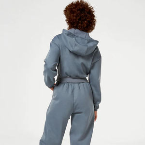 Sudaderas con capucha de mujer transpirables de lana de algodón para gimnasio hechas a medida/Top Trending Gym Sportswear Crop Top sudaderas con capucha de manga larga - Product Image 3