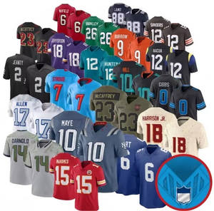 ขายส่งเสื้อเจอร์ซีย์อเมริกันฟุตบอลแบบ OEM ดีไซน์ใหม่สำหรับทีมสโมสร แห้งเร็ว พิมพ์ลายแบบ Heat-Transfer สไตล์วินเทจ กางเกงขาสั้นผู้ชาย 32 ทีม - Product Image 1