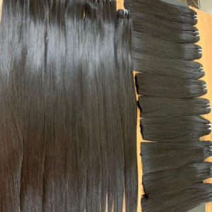 Paquetes de Extensiones de Cabello Humano Virgen Remy Ondulado Liso Sedoso Negro Natural de 24 Pulgadas, Doble Trama, Hechas a Máquina, de la India, Venta al por Mayor - Product Image 5