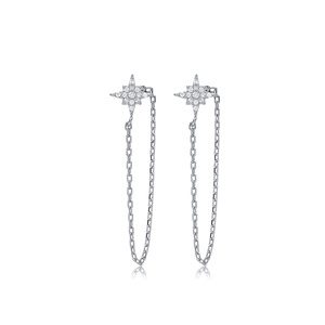 CZ Stone North Star <b>Stud</b> Earring Turkish Handcrafted Wholesale Trendy Shape Cute 925 <b>Sterling</b> <b>Silver</b> Jewelry - Product Image 5