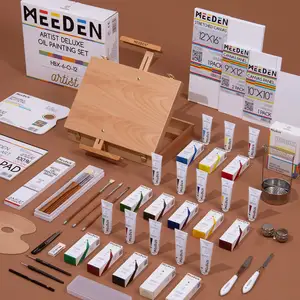 MEEDEN [Prime Artist Series] 유화 세트 아트 스케치 이젤 박스 13 Tubesx50ml/1.7oz 오일 페인트 붓 캔버스 패널