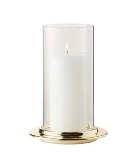 เชิงเทียนทำด้วยมือทำจากโลหะและแก้วสำหรับตกแต่งบ้าน - Product Image 1