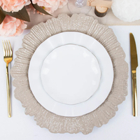 Assiettes de chargeur de couleur verte élégantes de vente chaude pour le dessus de table de restaurant et les assiettes de gâteau de dîner de mariage