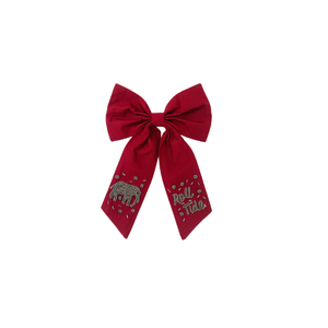 Accessoire de cheveux tendance en tissu de coton artisanal avec nœud perlé et pince crocodile, style tendance pour femmes, nœud pour le jour du match - Product Image 3