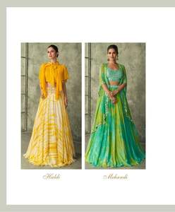 Dhwaja Export - Lehenga Choli de Seda Georgette Premium para Bodas, con Bordado Delantero y Trasero, para Mujeres Indias/Pakistaníes - Product Image 5