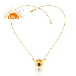 Nuevas llegadas 925 plata esterlina 18K chapado en oro Natural Lapis piedra preciosa colgante collar diseño Demi joyería fina fabricante - Product Image 4