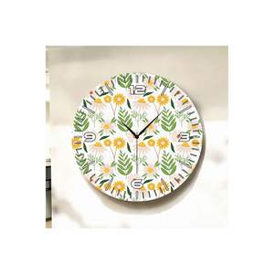 50cm estampado colorido patrón de flores Mesa silenciosa Reloj de pared número regalo Relojes de pared de madera - Product Image 3