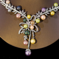 ASNORA – ensemble de luxe pour femmes, en cuivre et zircone cubique, romantique, à la mode, pour mariage, perles multicolores, collier en forme de fleur, accessoires