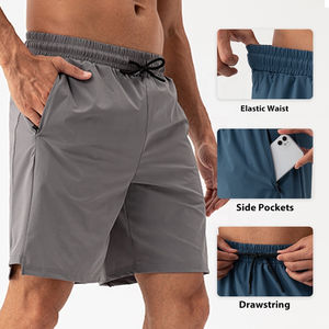 Pantalones cortos deportivos transpirables de secado rápido para hombre con logotipo personalizado, entrenamiento físico informal, tira reflectante, diseño de impresión sólida, LICRA - Product Image 2