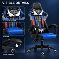 Chaise de jeu en PVC multicolore avec accoudoirs, appui-tête et coussins lombaires intégrés pour bureaux à domicile et salles de jeux