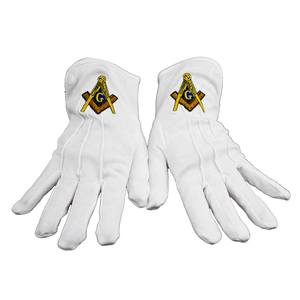 Produits en gros Brodé Symbole Regalia Coton Blanc Travail Sécurité Maçonnique Franc-Maçon Uni Bleu Lodge Gants - Product Image 6
