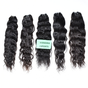 Extensiones de cabello humano ondulado Natural alineado con cutícula sin procesar 100%, extensiones de cabello humano indio Temple de Color negro - Product Image 6