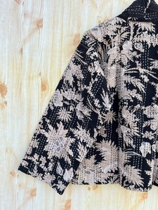 แจ็กเก็ต Kantha เย็บด้วยมือลายดอกไม้สีดำเสื้อคลุมพิมพ์ลายบล็อกเสื้อคลุมสไตล์กิโมโนญี่ปุ่นแจ็คเก็ต Kantha สำหรับฤดูหนาว - Product Image 6