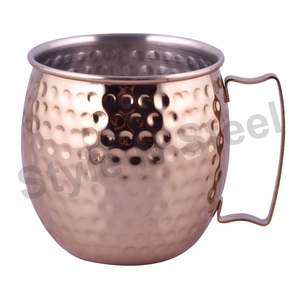 Taza de mula de Moscú portátil de acero inoxidable de 16 oz con mango de cobre martillado de latón para restaurantes en caja de regalo - Product Image 1