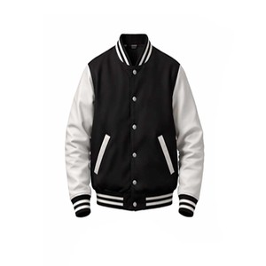 Chaqueta Universitaria de Béisbol para Hombre de Alta Calidad, con Exterior de Lana/Poliéster Estampado, Forro de Nailon, Transpirable y Resistente al Viento - Product Image 1
