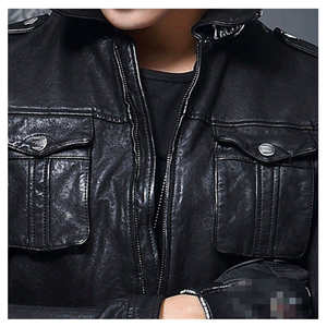 Chaqueta de Motociclista Reversible Impermeable de Cuero Genuino para Hombre, Manga Regular, Corte Ajustado, Estilo Patchwork, Chaqueta de Invierno para Hombre - Product Image 4