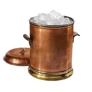 Seau à glace en cuivre de conception merveilleuse avec support en fer seau à glace de forme ronde de taille personnalisée de fabrication en Inde - Product Image 4