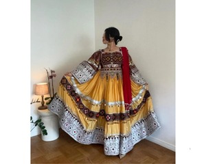 Vêtement de mariage ethnique traditionnel pakistanais pashtun, fait main, vintage, longueur au sol, manches longues, anti-rides, respirant - Product Image 6